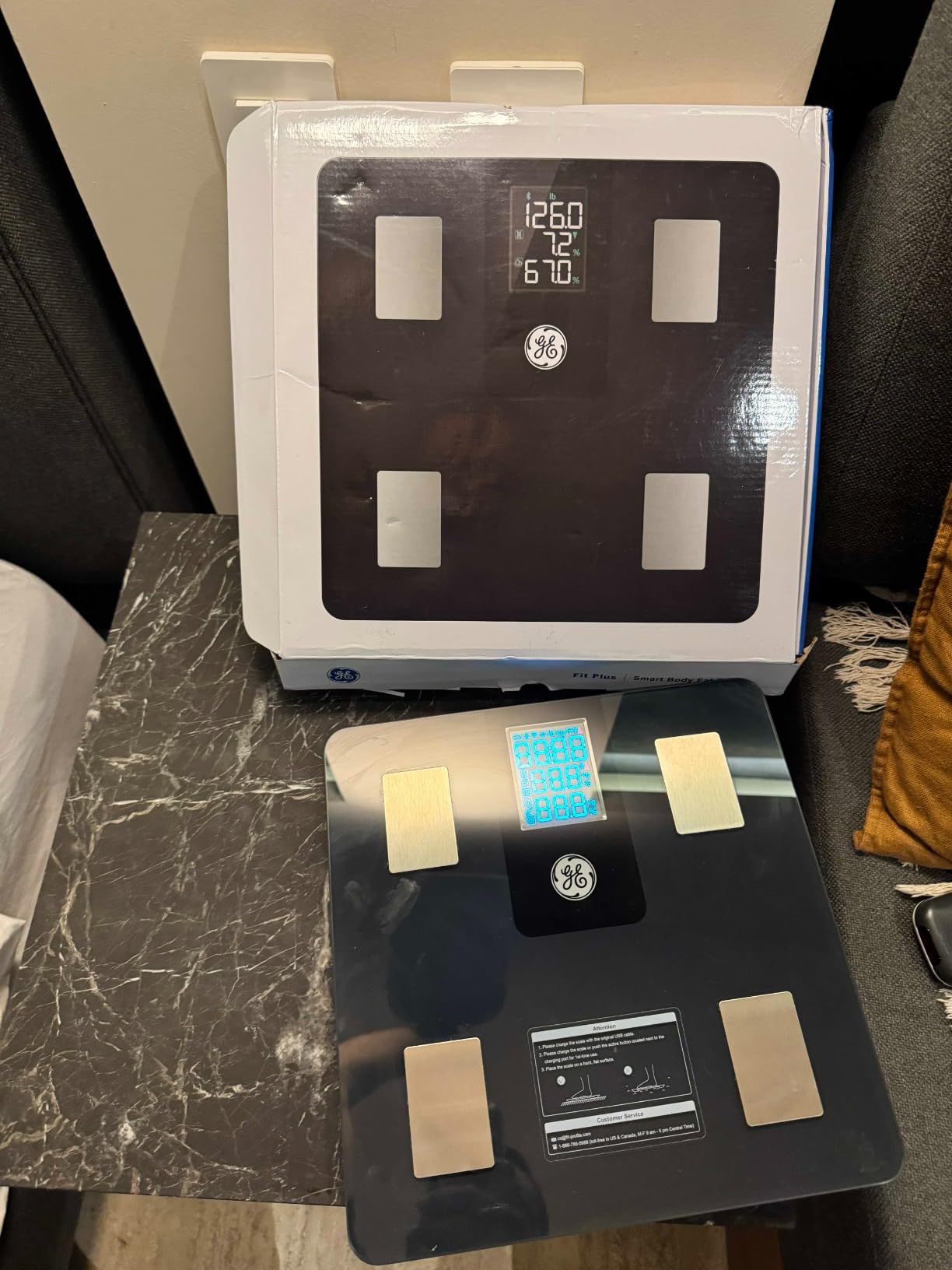 GE Smart Scale for Body Weight: 8-Electrode Digital Bathroom Scale for Weight Fat BMI Muscle Mass Full Body Composition Analyzer 50 Measurements Bluetooth Highly Accurate Weighing Machine 400lb Black customer photo 2