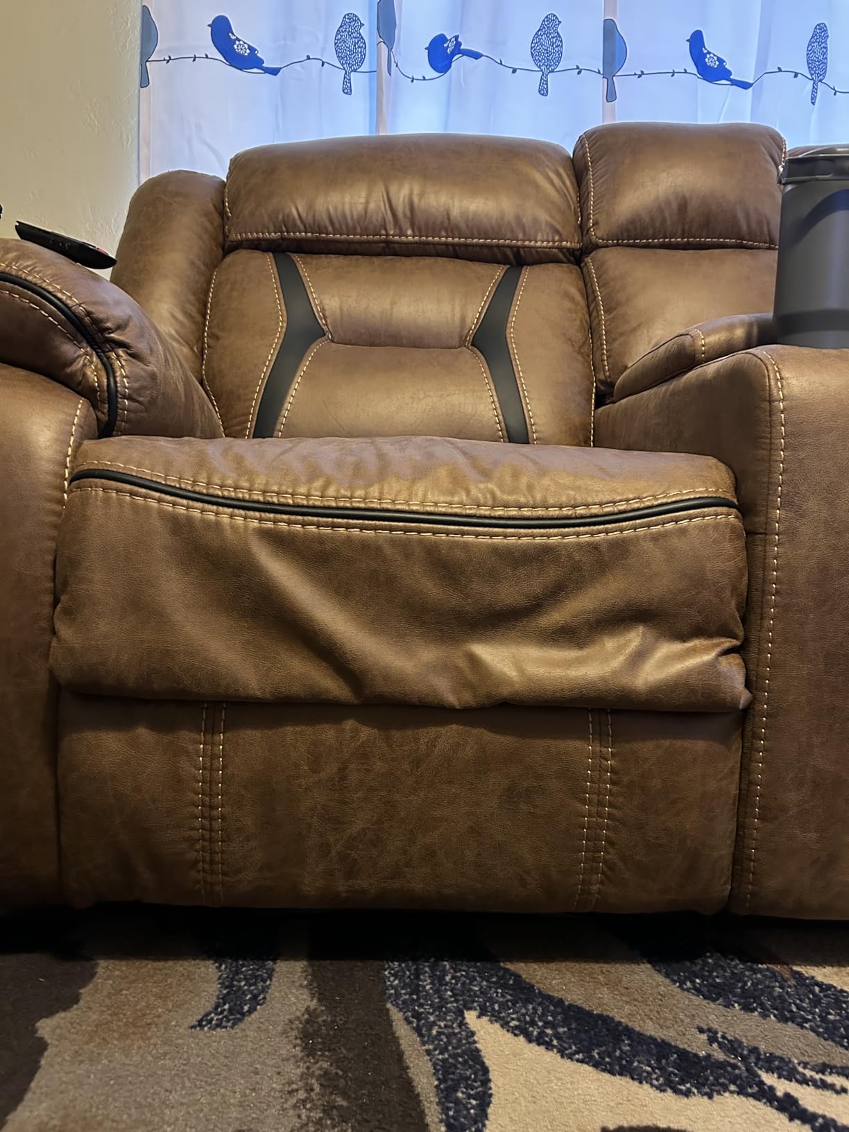 EBELLO Faux Leather Manual Reclining Sofa, 3 Seat Recliner Sofa Chair, Couch Furniture for Living Room, Furniture, Meeting Room, Dark Brown (3 Seat Sofa) customer photo 2