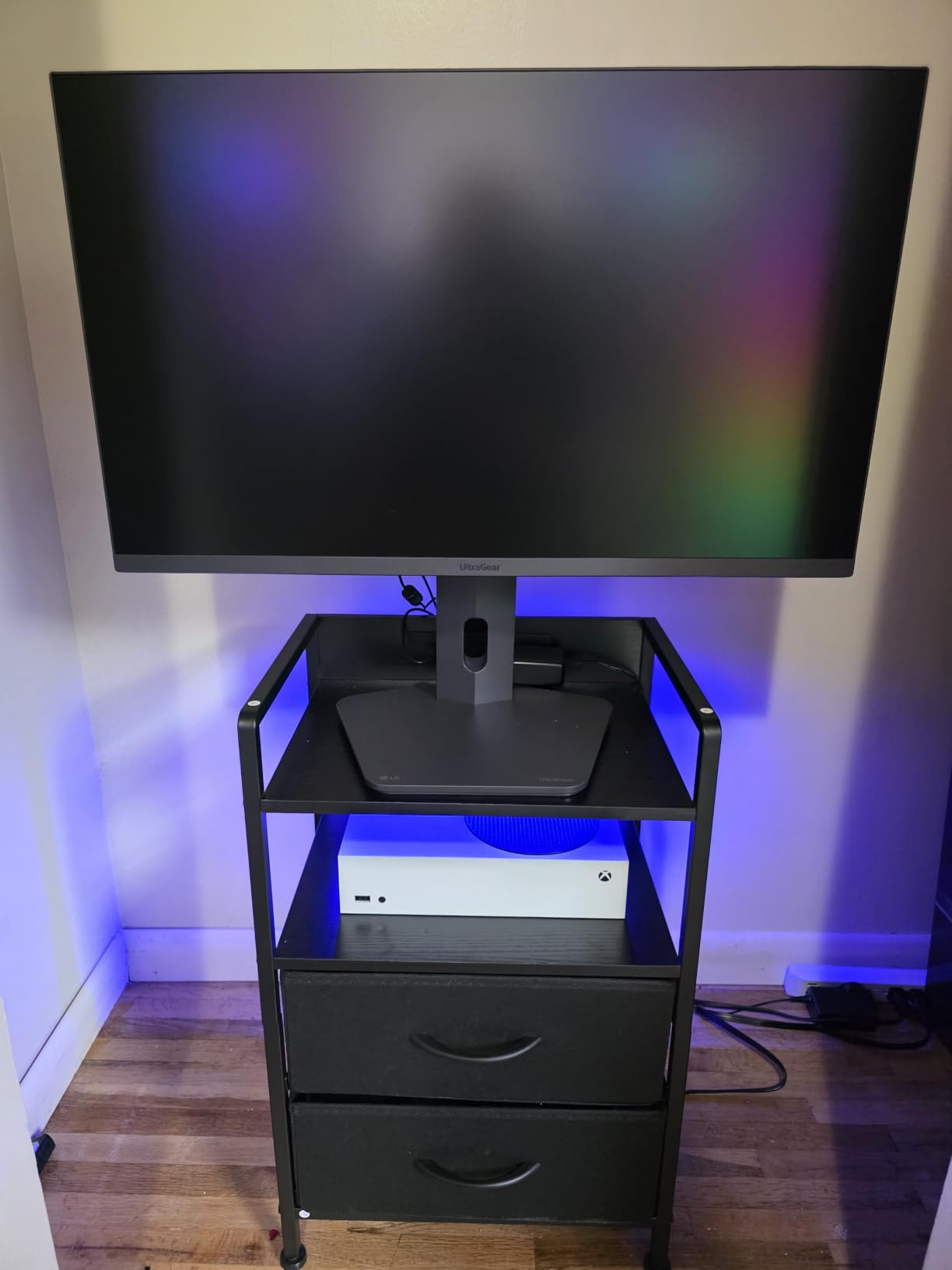 Lazzanto Nightstand with Rear Charging Station, LED Light, 2 Drawers, Black, 2 USB-A Ports & AC Outlets, Fabric Storage Drawers customer photo 1
