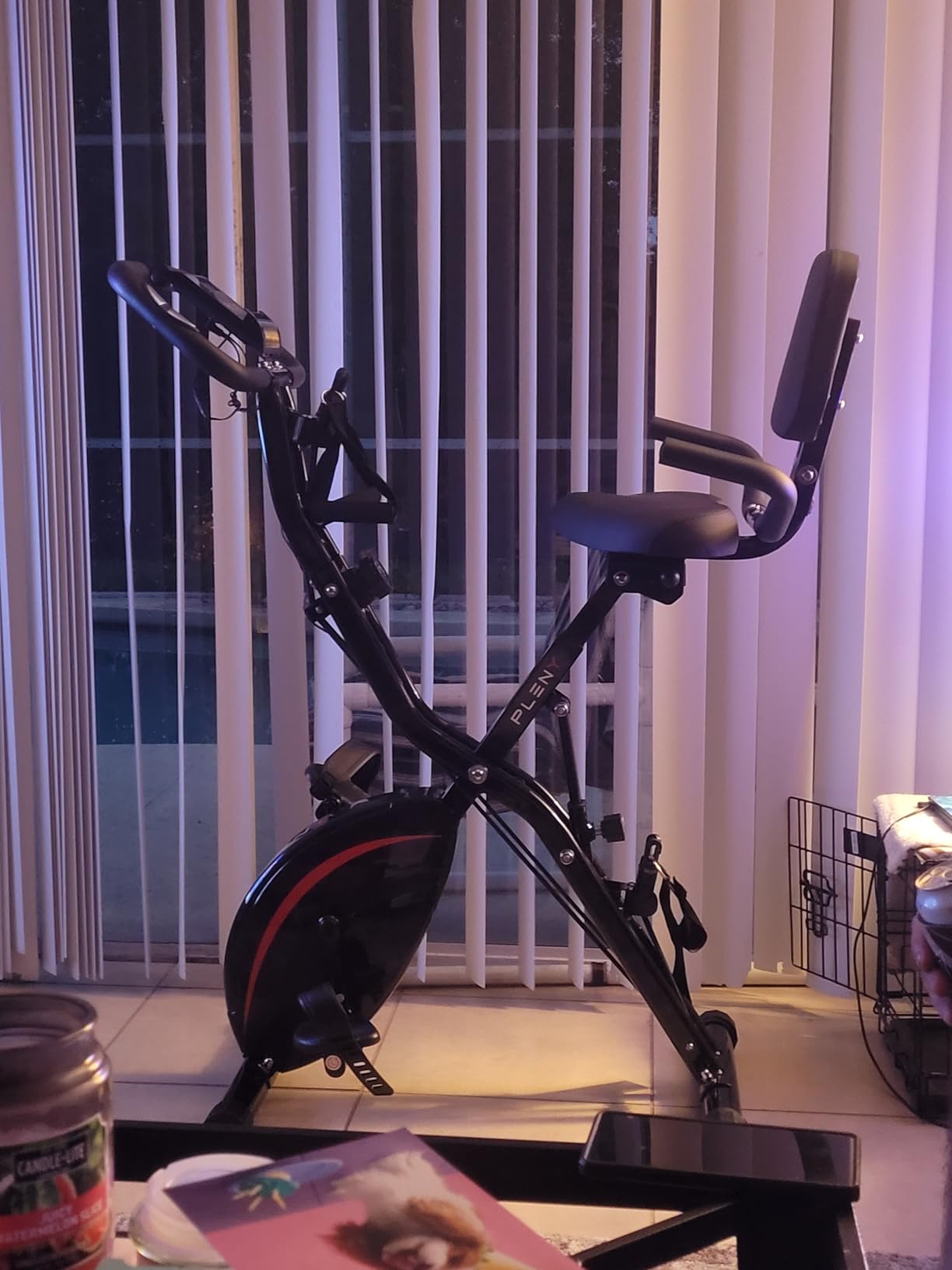 Pleny Folding Exercise Bike, 5 IN 1 Stationary Bikes for Home 6.6 LBS Flywheel, 330LB Weight Capacity Back Support Cushion Indoor Workout Cycling Bike for Home Gym customer photo 2