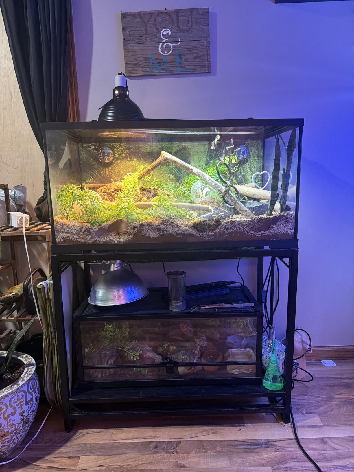 Fish Tank Stand, 40 Gallon Heavy Duty Metal Aquarium Stands, Reptile Tank, Turtle Tank, Breeder Tank Stand, 660LBS Capacity Terrarium Stand Rack with 2-Tier Storage Shelves (Black, 36.5