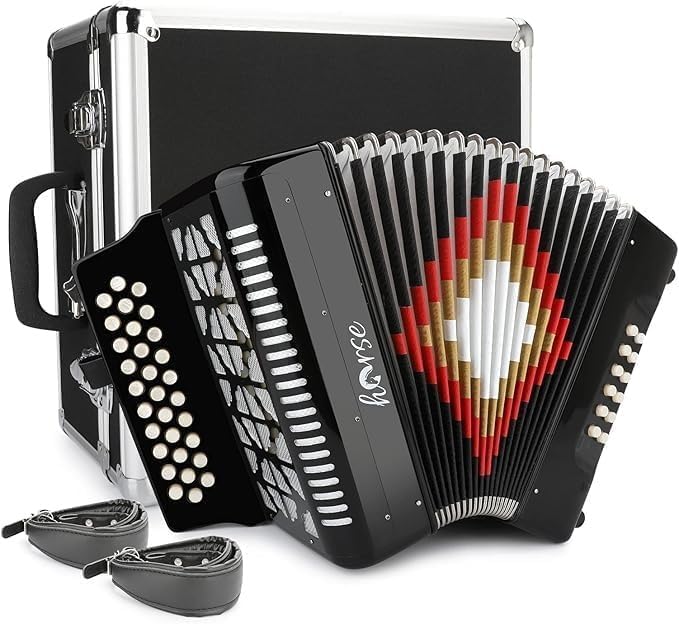 Horse 31 Key Accordion,12 Bass 3-Row G/C/F Diatonic Accordions Instruments for Adults with Thicked Suitcase and Straps, 31 Keys Button Acordeón Acordeones Para Adultos For Beginners to Professionals customer photo 1