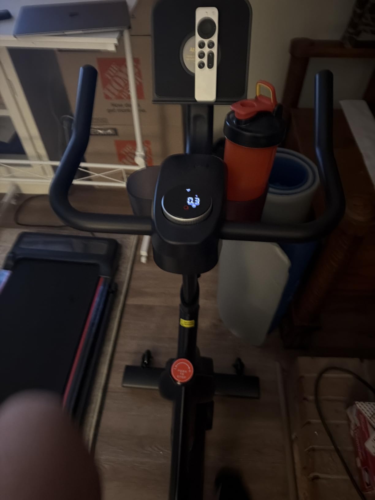 MERACH Exercise Bike, Magnetic Friction Stationary Bike with Brake Pad and Exclusive App, Low Noise Indoor Cycling Bike with 300lbs Weight Capacity, Tablet Mount and Fitness Courses for Weight Loss customer photo 1