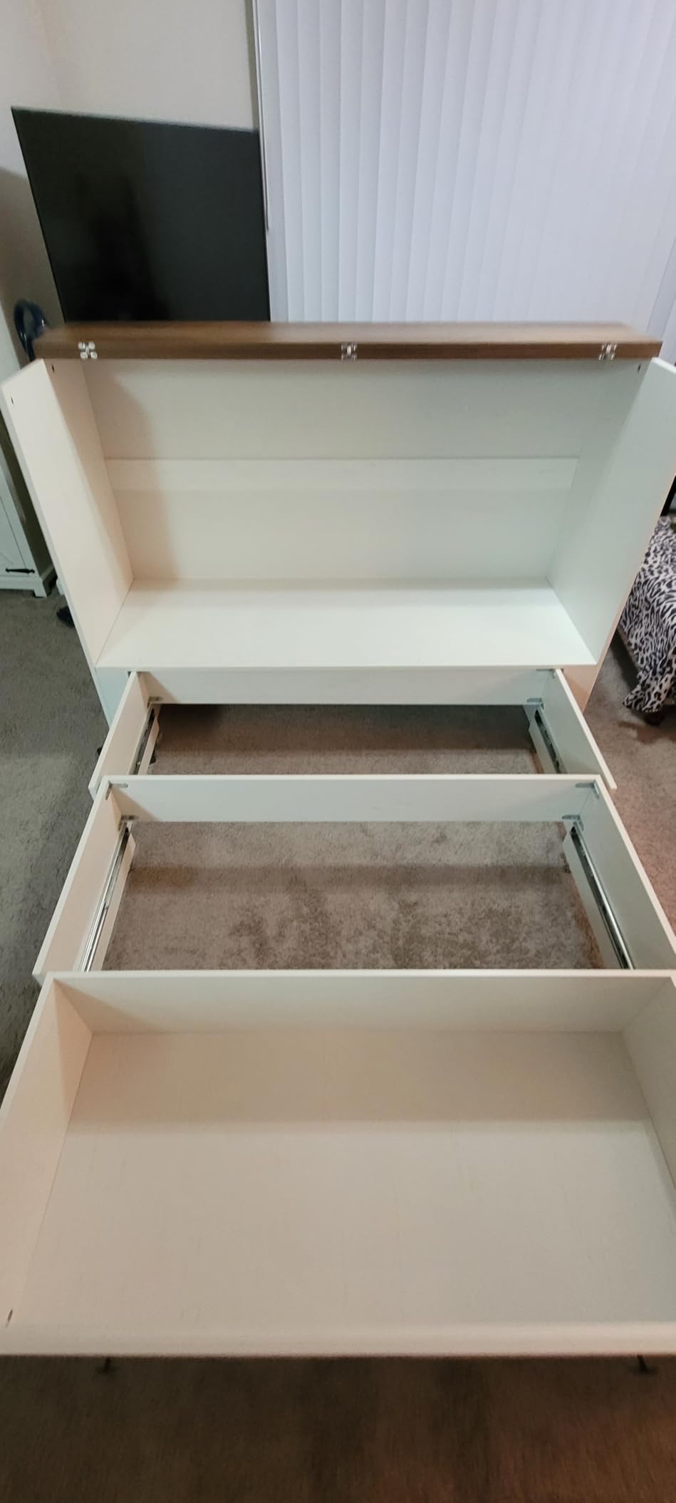 AMERLIFE Queen Murphy Bed with Storage & Charging Station, Farmhouse Murphy Cabinet with Foldable Panel, Noisy Free, for Living Room, Guest Bedroom, Office, Rustic Grey customer photo 1