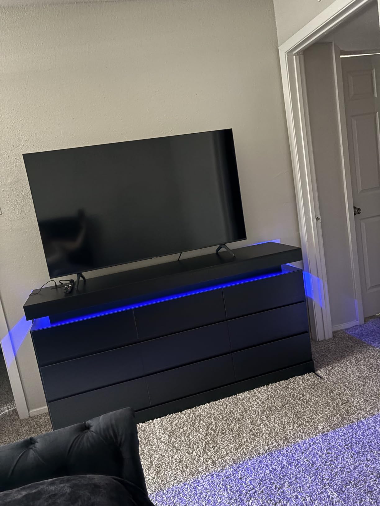 Gyfimoie 9 Drawer Dresser with Power Outlet, Dresser with LED Light, Modern Chest of Drawers for Closet, Double Wide Drawer Organizer Cabinet for Bedroom, Living Room (Black, 9 Drawers) customer photo 2