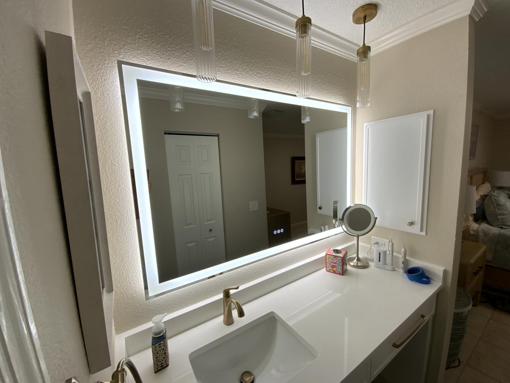 24x32 LED Bathroom Mirror with Lights, Super Bright Front & Backlit Vanity Mirror for Wall, Anti-Fog & Memory Smart Mirror, 5mm Shatter-Proof Tempered Glass, ETL Listed, Vertical/Horizontal customer photo 2
