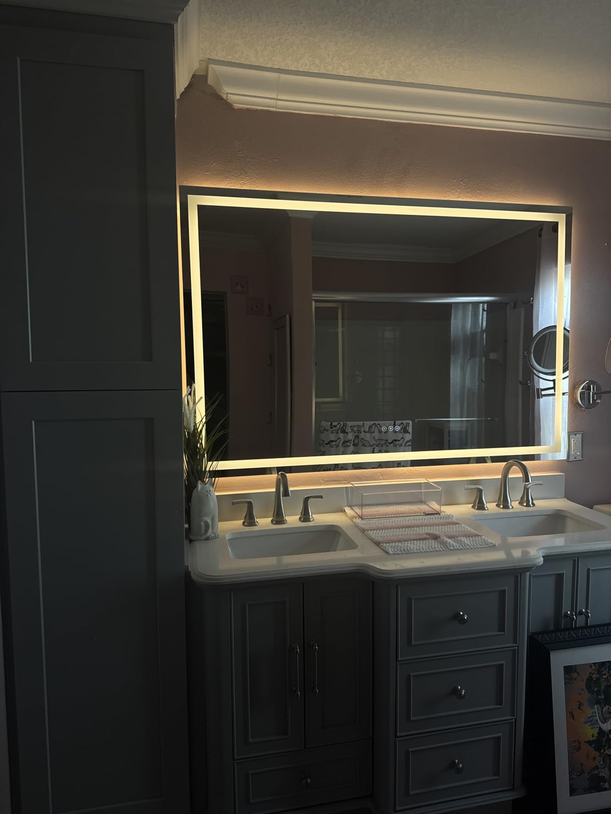 48x30 LED Bathroom Mirror with Anti-Fog, Backlit & Front Lights, Memory | Dimmable 3 Color CRI 95+ Shatterproof Tempered Glass ETL Listed for Safety Lighted Bathroom Vanity Mirror for Wall customer photo 2