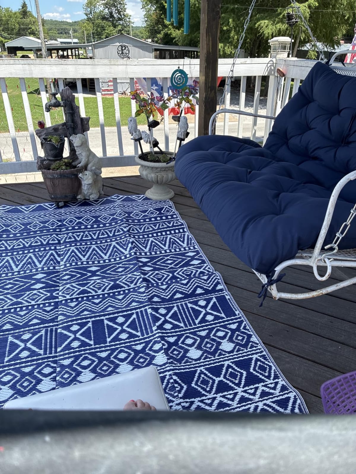 Outdoor Rug 5x8 ft, Reversible Outdoor Plastic Straw Rugs, Blue | Patio rug water-resistant, outdoor large area rug for rv, camping, garden, porch, all-weather & easy to clean customer photo 2