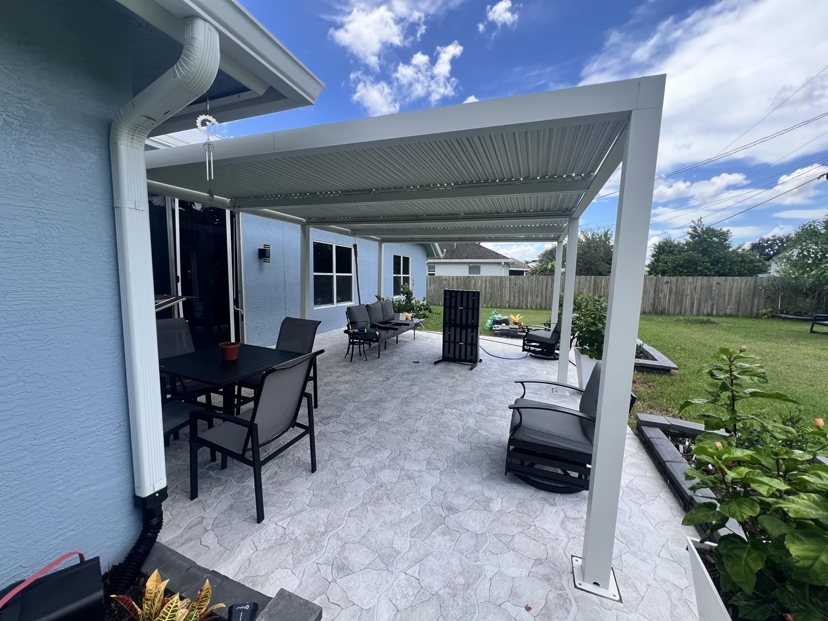 PURPLE LEAF Louvered Pergola 11' x 15' White Adjustable Hardtop for Patio | Integrated drainage for rainwater, 14 Size options, Flexible accessory options, Effortless outdoor living, Modern appearance customer photo 2