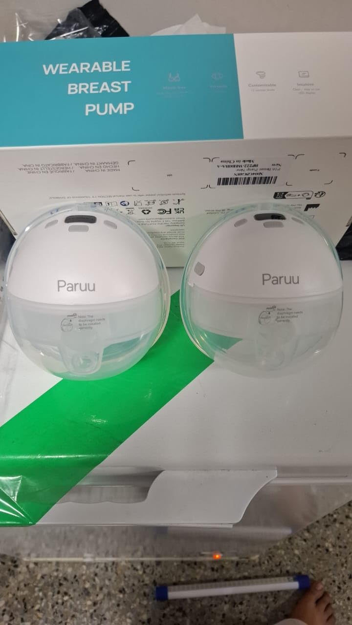 Paruu Hands Free Breast Pump P16, Wearable Breast Pump Electric Portable with 4 Modes & 12 Levels, Max 309mmHg Strong Suction 19/21/24mm Flange Inserts Wearable Breastfeeding Pump, 2 Pack White customer photo 2