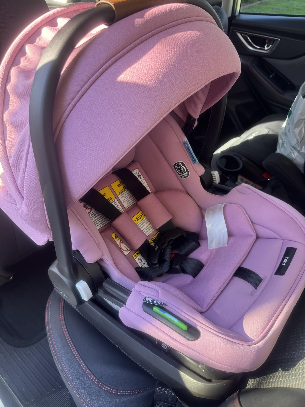 Graco Gomax Infant Car Seat, Orchid Haze, Lightweight, Reclining Rear Facing Car Seat Installs with or Without a Base customer photo 1