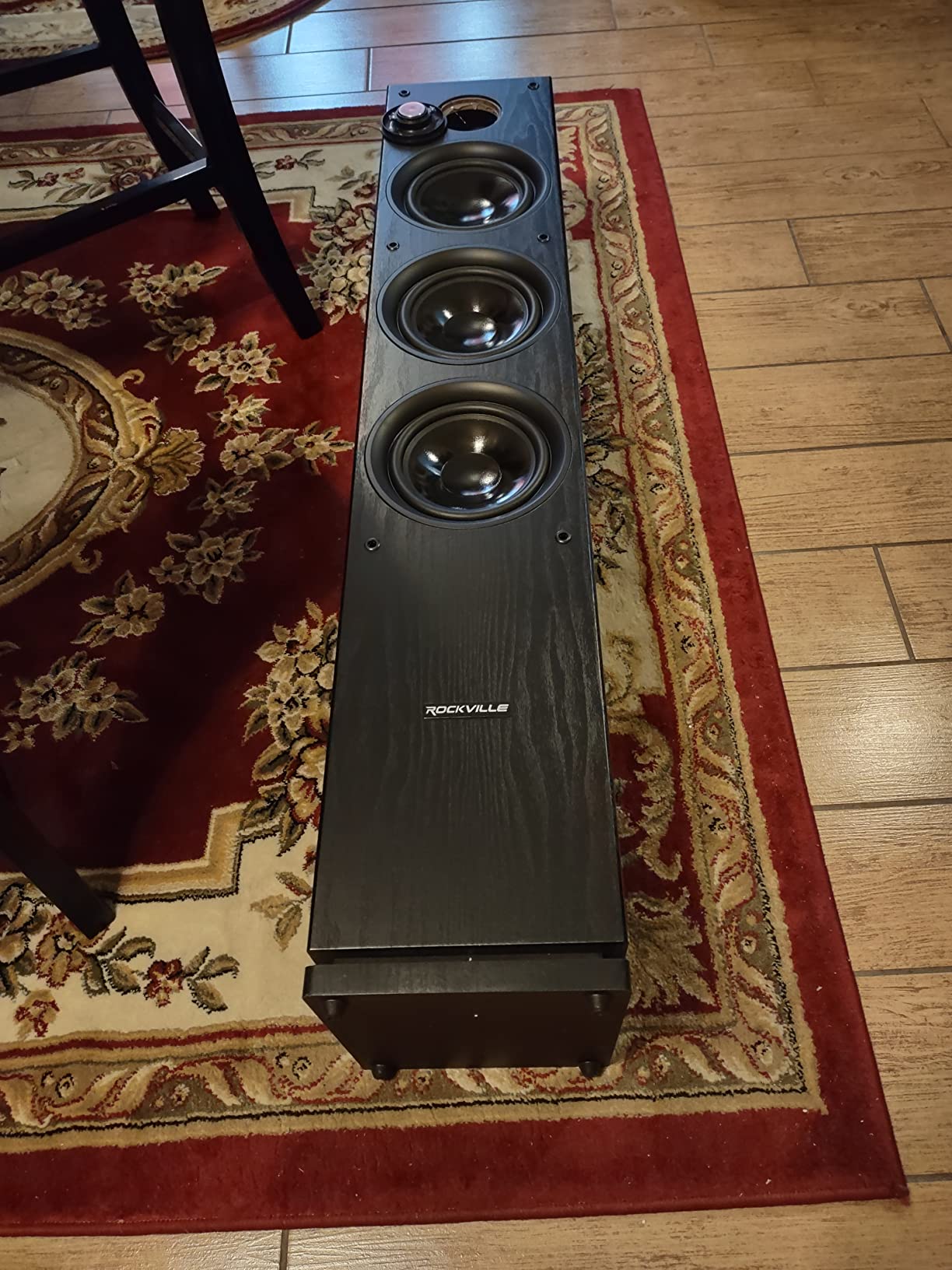 Rockville RockTower 68D Dark Wood Home Audio Tower Speakers Passive 8 Ohm | 500W Peak, 125W RMS, Dual 6.5