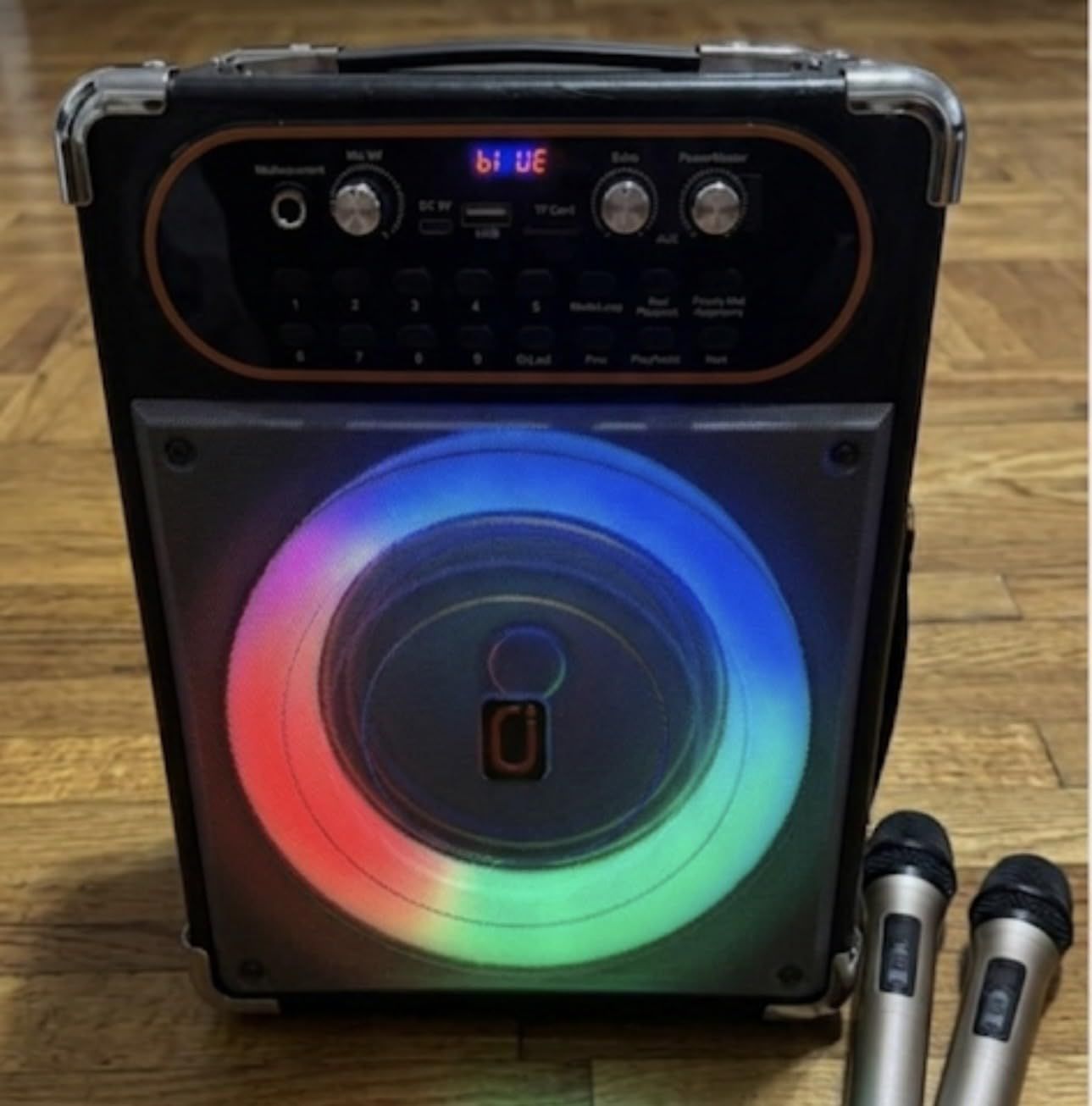 HWWR Karaoke Machine with 2 Wireless 0-Delay Microphones for Adults,Portable Bluetooth 5.3 Speaker with Echo Adjustment and Powerful Sound,Supports TWS/TV/Guitar for Family Party,Backyard BBQ(2 Mics) customer photo 2