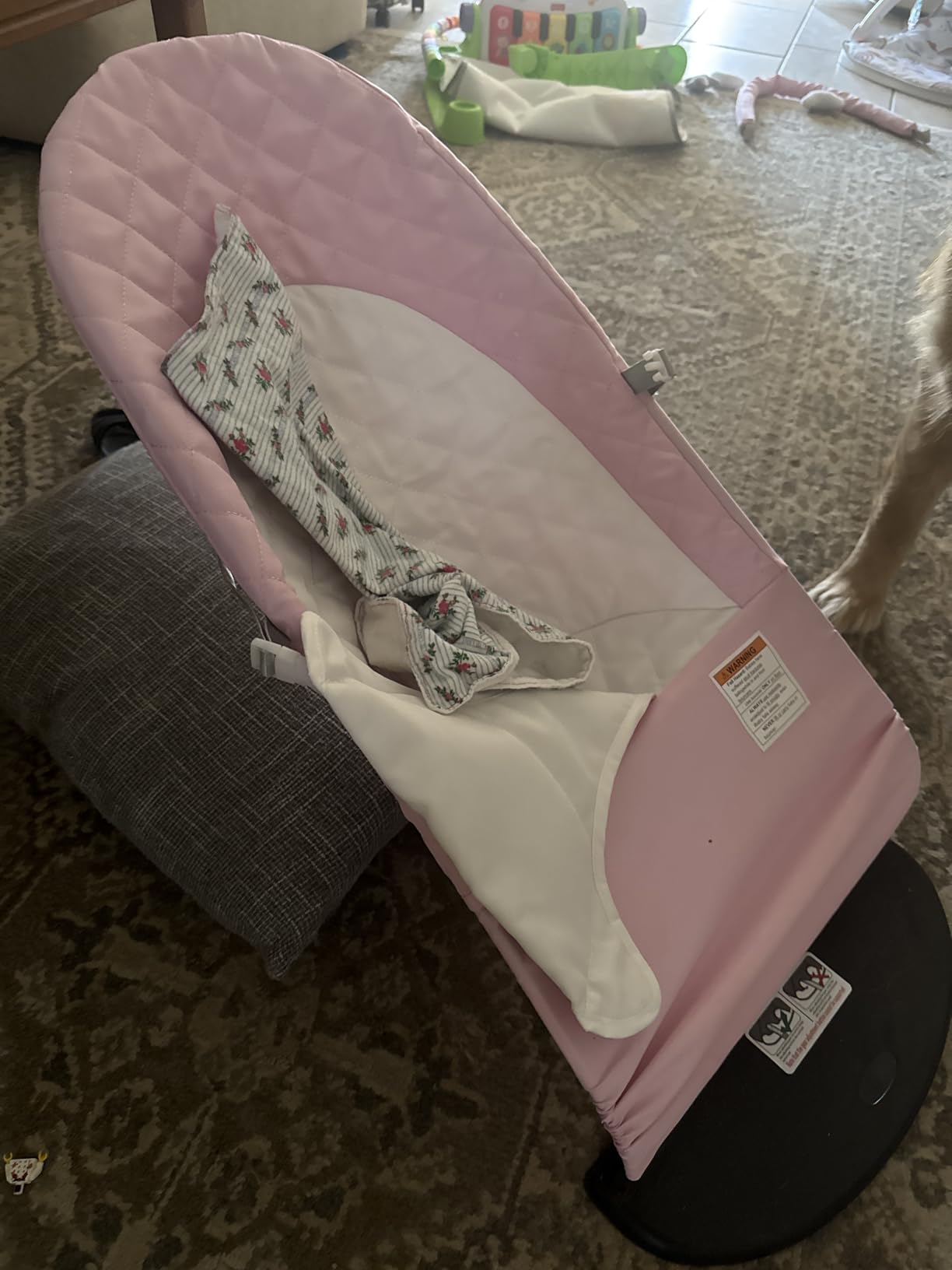 Portable Baby Bouncer Seat for Infants, 0-18 Months, 3 Modes of Use with Rocker & Stationary Options, Ergonomic Infant Chair with Hanging Toys - Grey customer photo 1