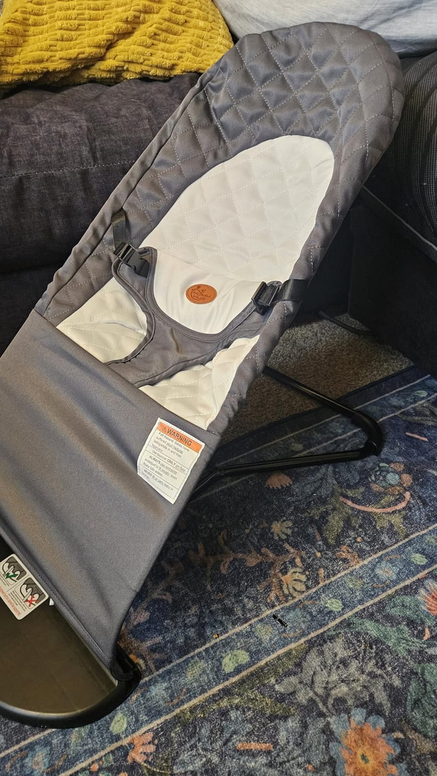 Portable Baby Bouncer Seat for Infants, 0-18 Months, 3 Modes of Use with Rocker & Stationary Options, Ergonomic Infant Chair with Hanging Toys - Grey customer photo 2