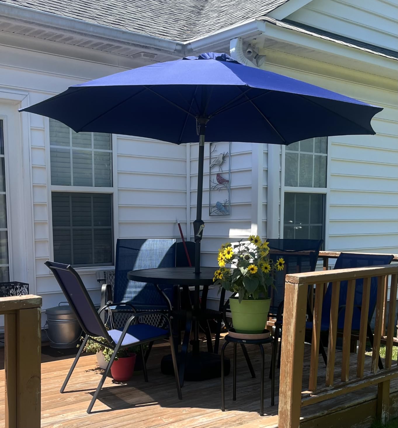 Ayge 9 FT Patio Umbrella Outdoor Table Umbrella Fiberglass Frame Beige | 9 FT fiberglass frame, crank & tilt, 8 ribs, 180G UV50+ canopy. Wind fade resistant. Suitable for patio, deck, pool, garden. customer photo 1