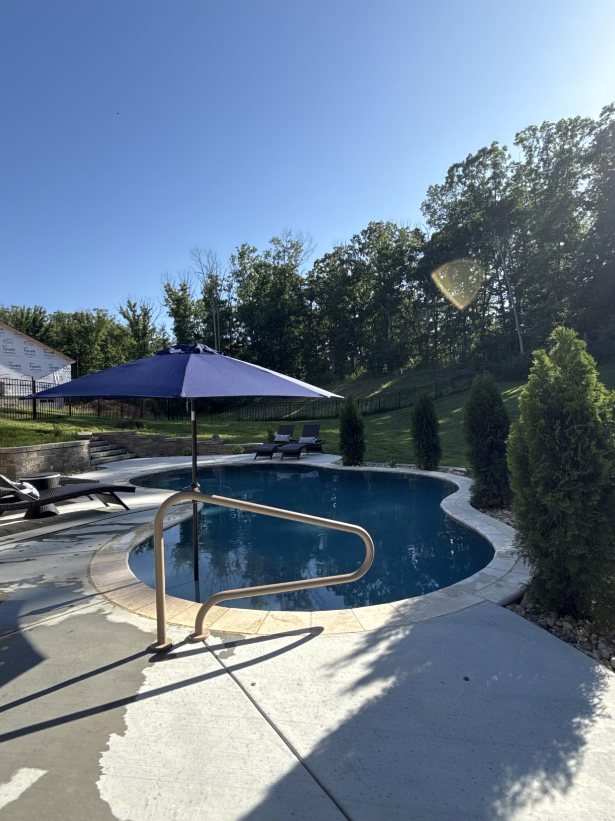 Ayge 9 FT Patio Umbrella Outdoor Table Umbrella Fiberglass Frame Beige | 9 FT fiberglass frame, crank & tilt, 8 ribs, 180G UV50+ canopy. Wind fade resistant. Suitable for patio, deck, pool, garden. customer photo 2