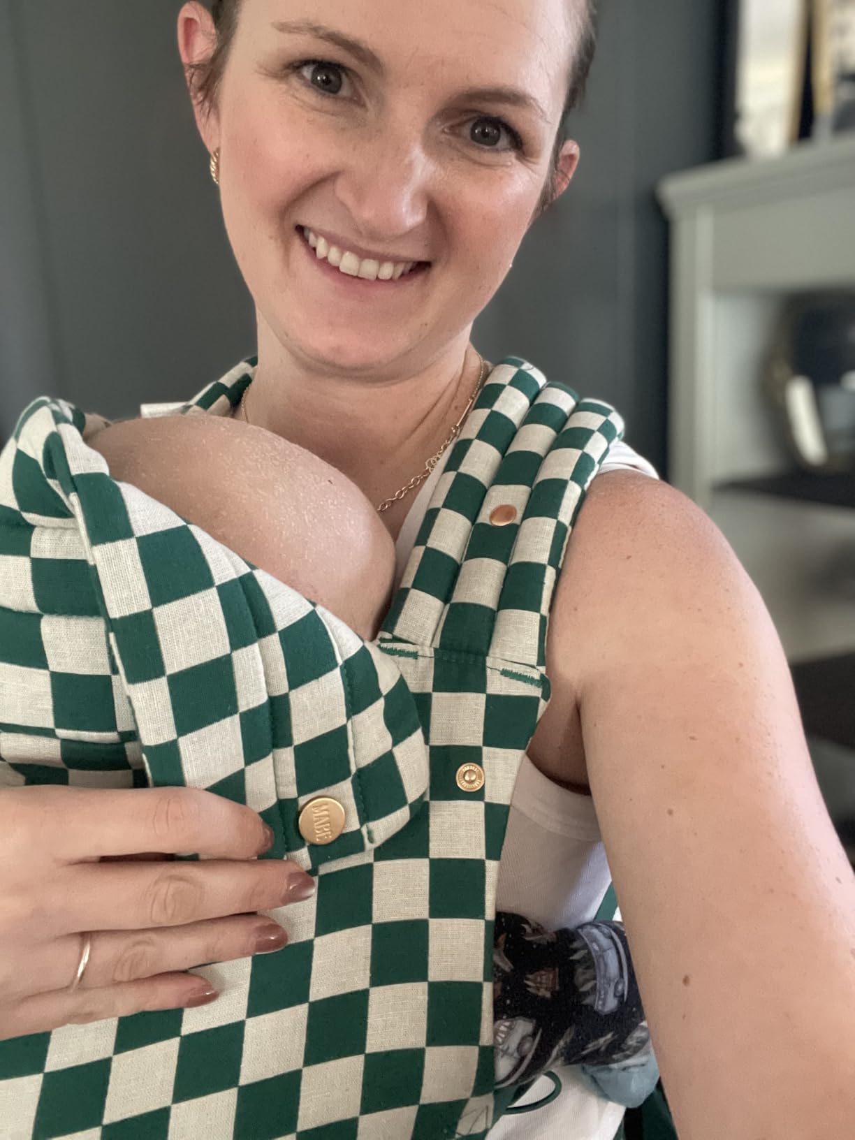 Mabe Monarch Ergonomic Baby Carrier - Premium Cotton Soft Structured Newborn to Toddler Carrier with Hip-Healthy Design, 3 Carry Positions (9-46 lbs), Lightweight & Breathable, (Houndstooth) customer photo 1