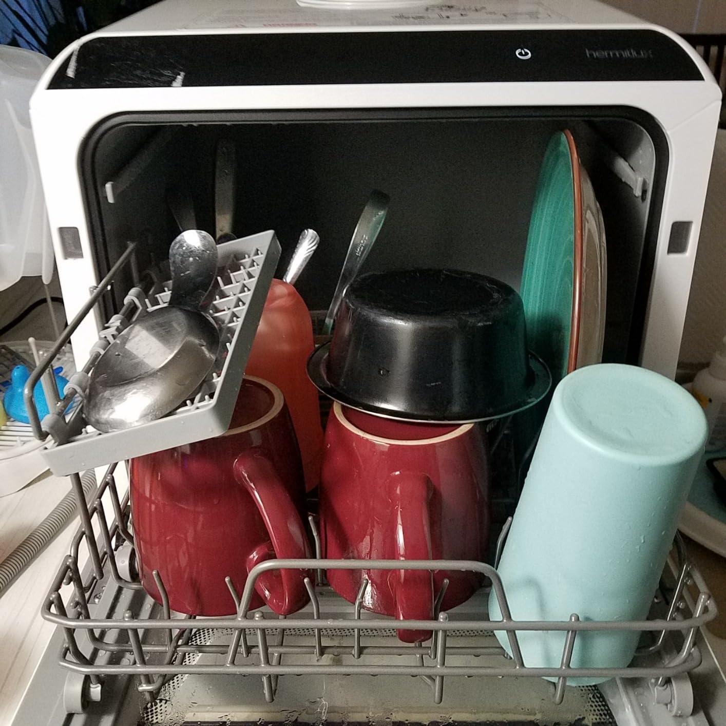 Hermitlux Countertop Dishwasher, 7 Washing Programs Portable Mini Dishwasher with 5-Liter Built-in Water Tank for Apartments & RVs, LED Light, Glass Door, No Hookup Needed customer photo 2