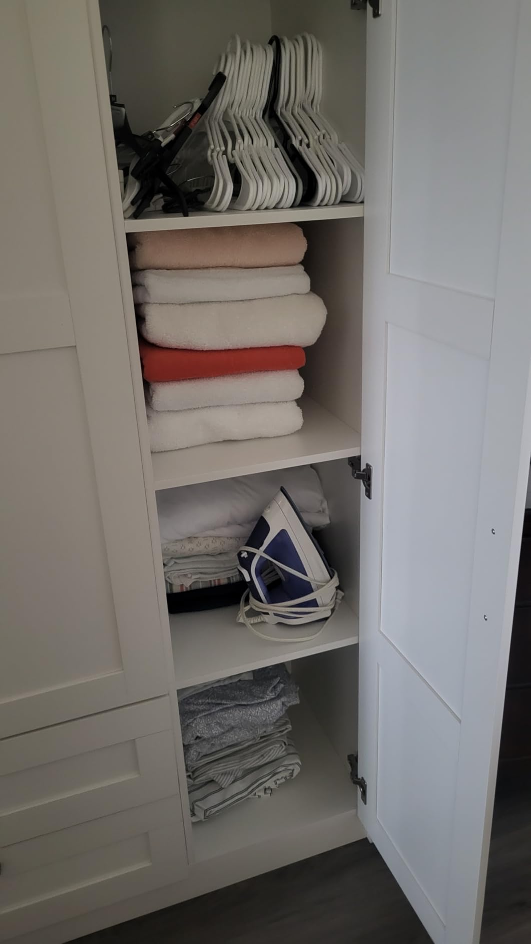 Fenghua Lizhi 3 Doors Wooden Wardrobe Closet Armoire, White Storage Cabinet for Hanging Clothes, Bedroom Large Capacity Freestanding Armoire, Wood Wardrobe Combination with Shelves (2drawer, White) customer photo 2