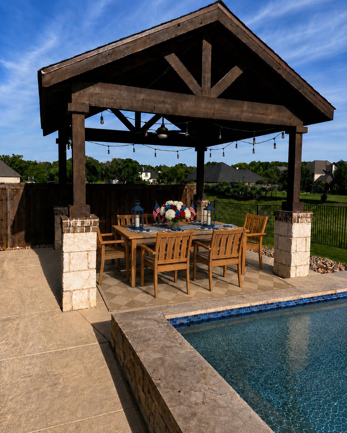 YEFU HIPS Patio Table Set: 7 Piece Outdoor Table and Chairs Dining Furniture Set with Umbrella Hole - Teak Modern Plastic Dining Sets 6 Person for Outside Deck with Metal Aluminum Frame customer photo 1
