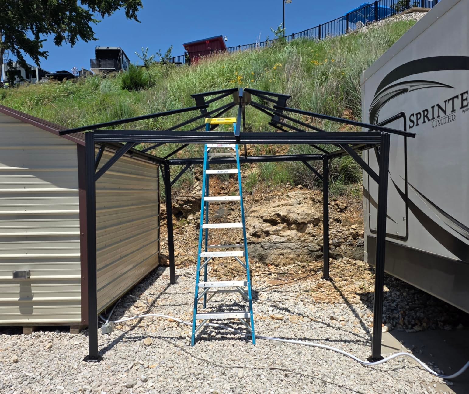 Aoxun 12'x10' Hardtop Gazebo with Polycarbonate Double Roof, Brown | Metal Frame Outdoor Permanent Pavilion with Breathable Netting and Privacy Curtain for Garden, Lawns, Patio customer photo 2