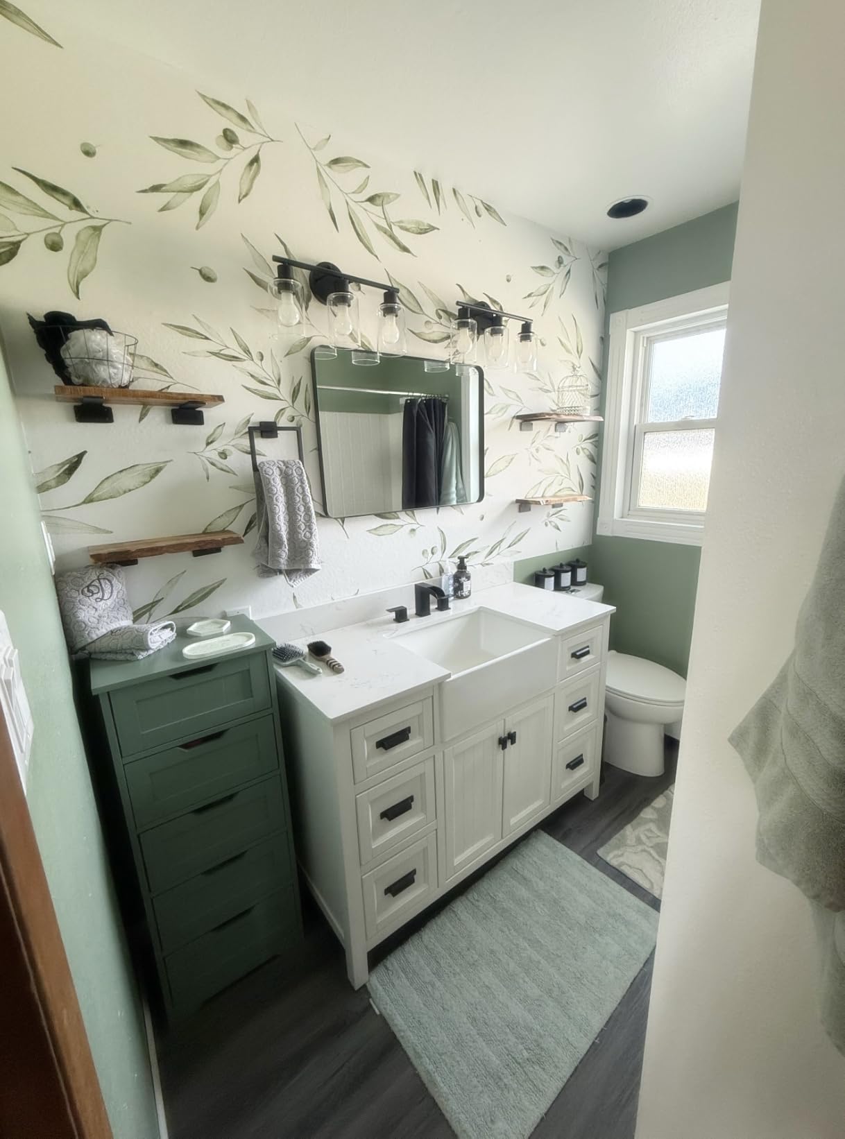 48 Inch White Bathroom Vanity with Sink, Farmhouse Bathroom Sink Cabinet with Soft Closing Doors & Dovetail Drawers, Single Apron Farm Sink, No Assembly Required customer photo 2