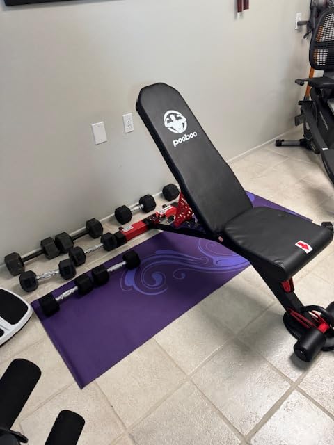 pooboo Weight Bench, Adjustable Workout Bench for Home, 1500LBS Heavy Duty Capacity, Strength Training Bench with Flat/Incline/Decline Positions for Full Body Workout customer photo 1