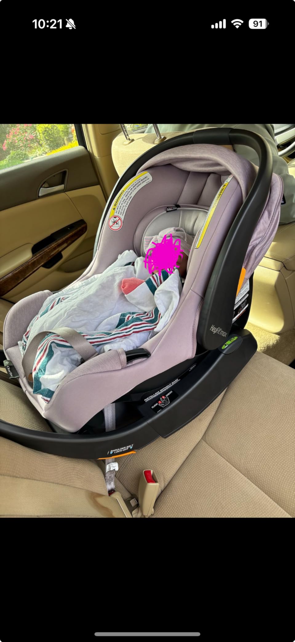 Chicco KeyFit Max ClearTex Infant Car Seat and Base, Rear-Facing, 4-30 lbs, Lupine/Purple, flame retardant-free ClearTex, GREENGUARD Gold, stroller-compatible infant car seat customer photo 1