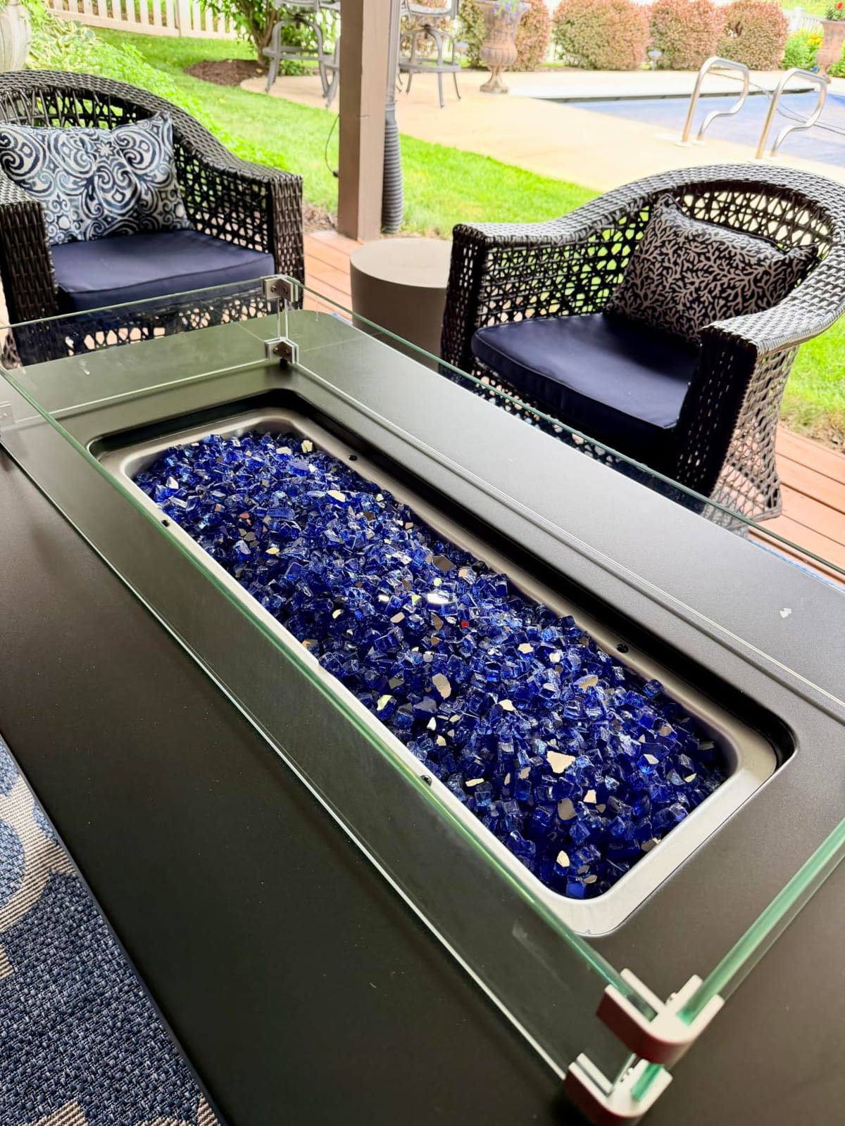 Ciays 43-Inch Rectangular Propane Fire Pit with 60,000 BTU Output, Fire Pit Table Premium Gas for Outside Patio with 304 Stainless Steel H-Burner, Glass Stones, and Wind Guard customer photo 2