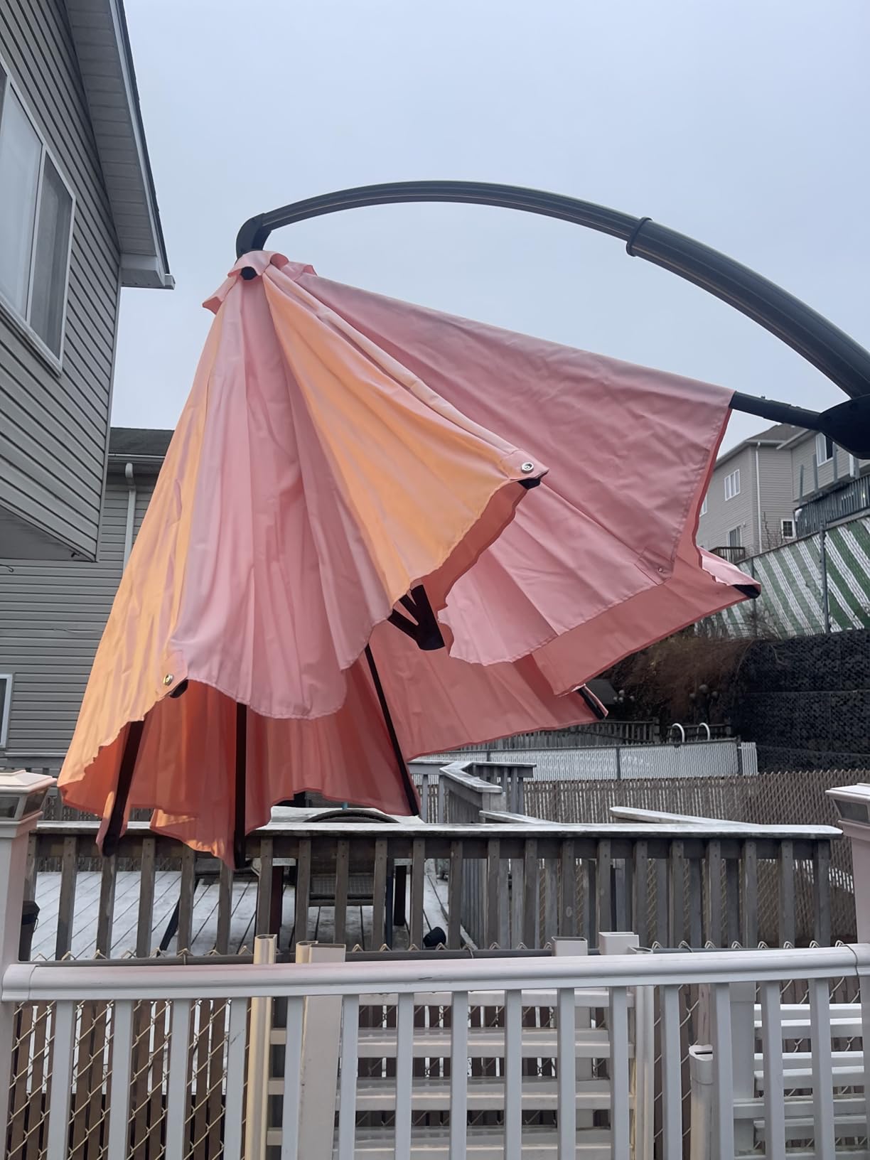 ENSTVER 11FT Cantilever Patio Umbrella With Base Included, Round Large Aluminum Outdoor Cantilever, Heavy Duty Offset Umbrella with 360°Rotation for Pool, Deck, Backyard, Garden(Champagne) customer photo 1