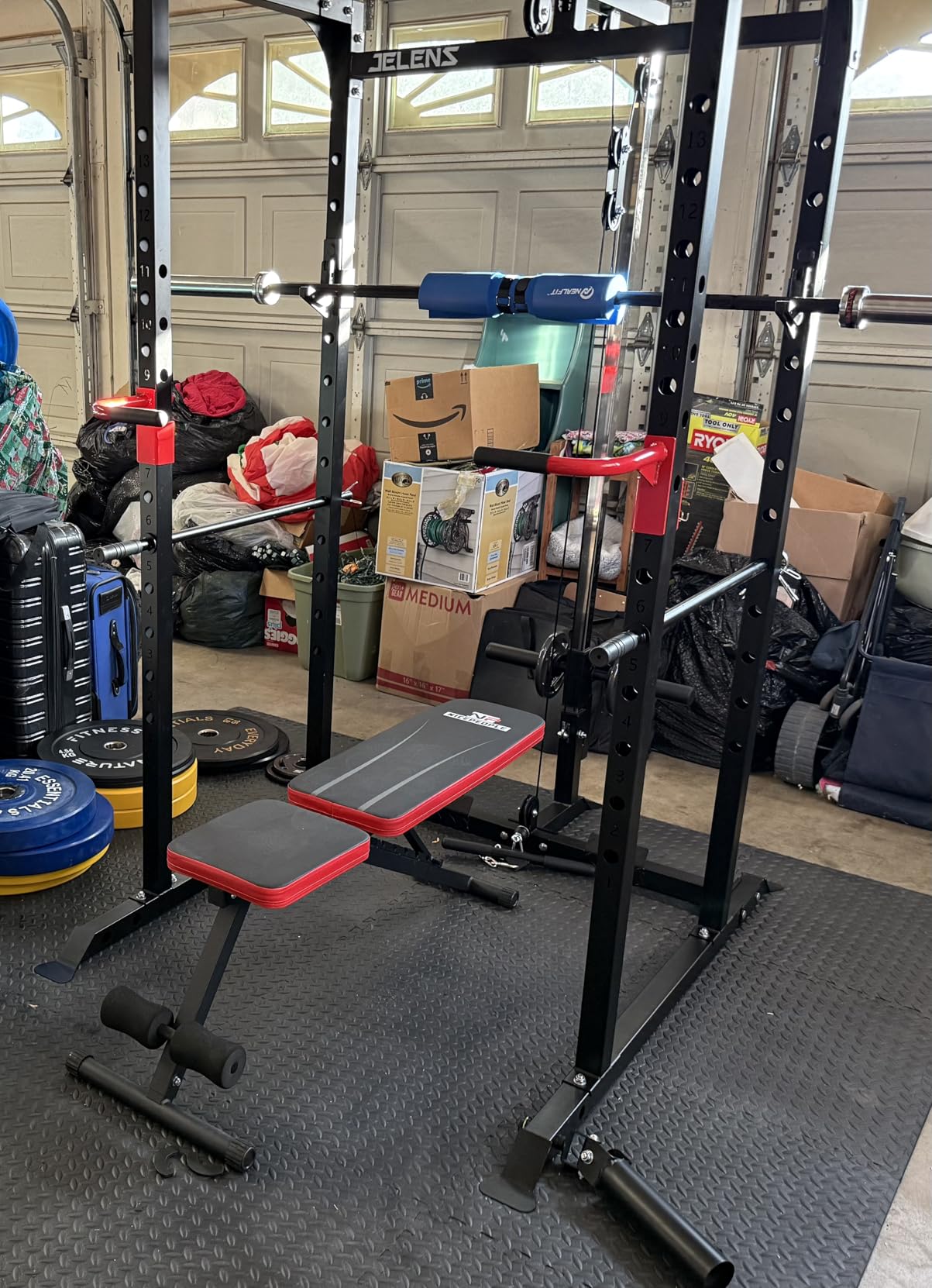 JELENS S11 Power Cage, 2000LB Multi-Function Power Rack with LAT Pulldown, Squat Rack with Adjustable Pulley System and Training Attachments, Weight Rack for Home Gym customer photo 2
