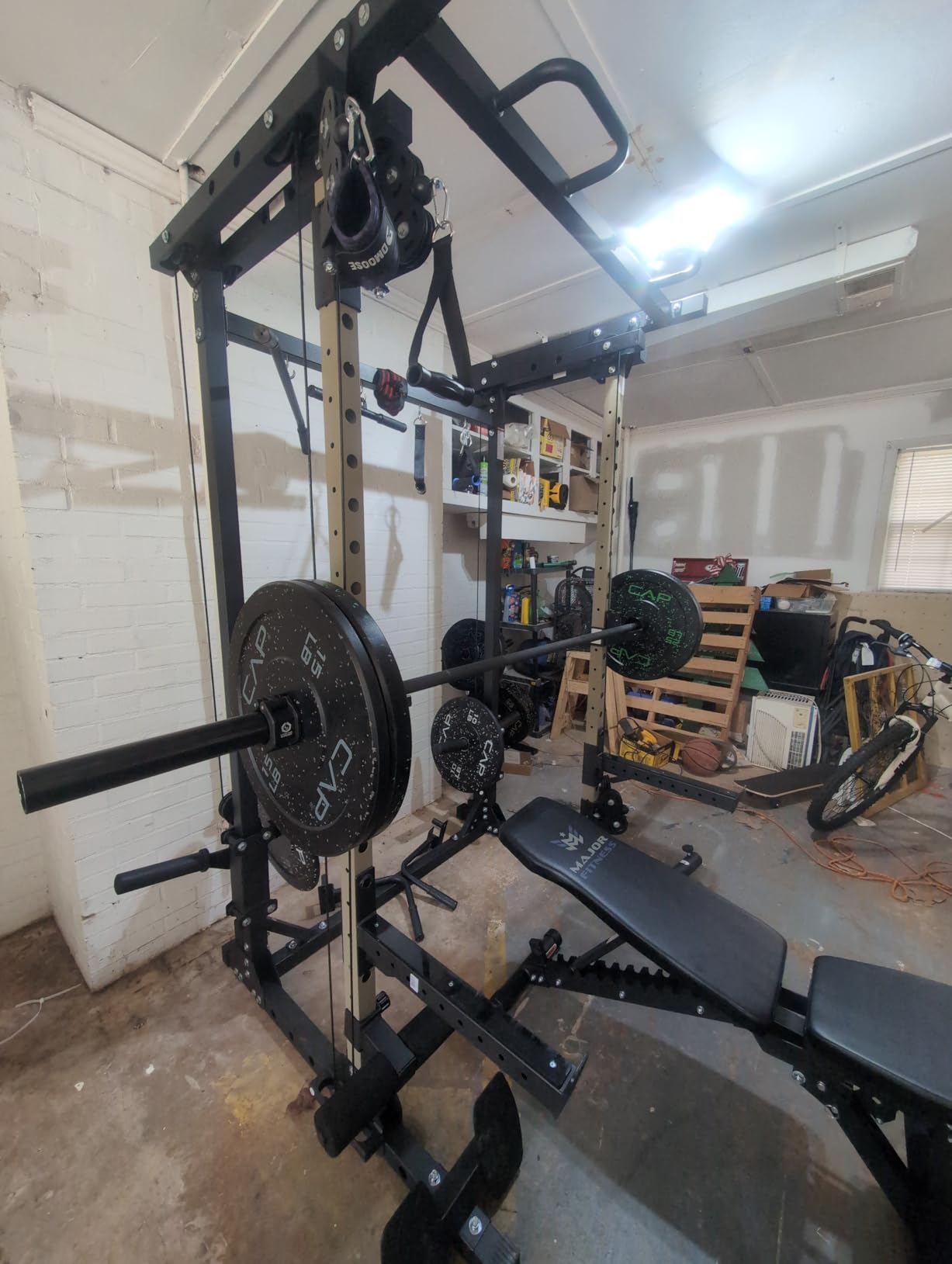 MAJOR FITNESS Drone3 Power Rack, 2500lbs Multi-Function Home Gym Squat Rack with Dual Pulley System, Pull-Up Bar & J-Hooks, Heavy-Duty Steel Frame for Maximum Stability & Strength Training customer photo 2