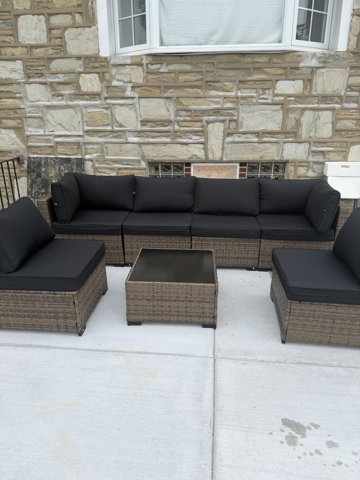 Aoxun Patio Furniture Sets, 7-Piece Outdoor Furniture with Thick Cushions, Wicker Conversation Set Sectional Sofa for Backyard, Poolside, Garden customer photo 2
