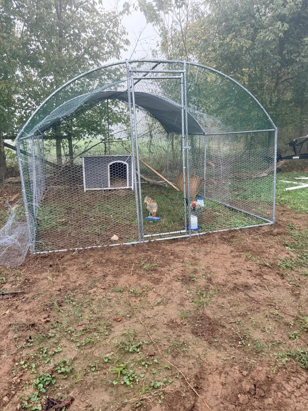 VEVOR Metal Chicken Coop, 6.56x6.56x6.56ft Large Walk-in Chicken Run with Cover, Spire Roof Hen House Enclosure with Security Lock, Outdoor Duck Rabbit Cage, Poultry Pen for Backyard, Farm, Yard customer photo 1