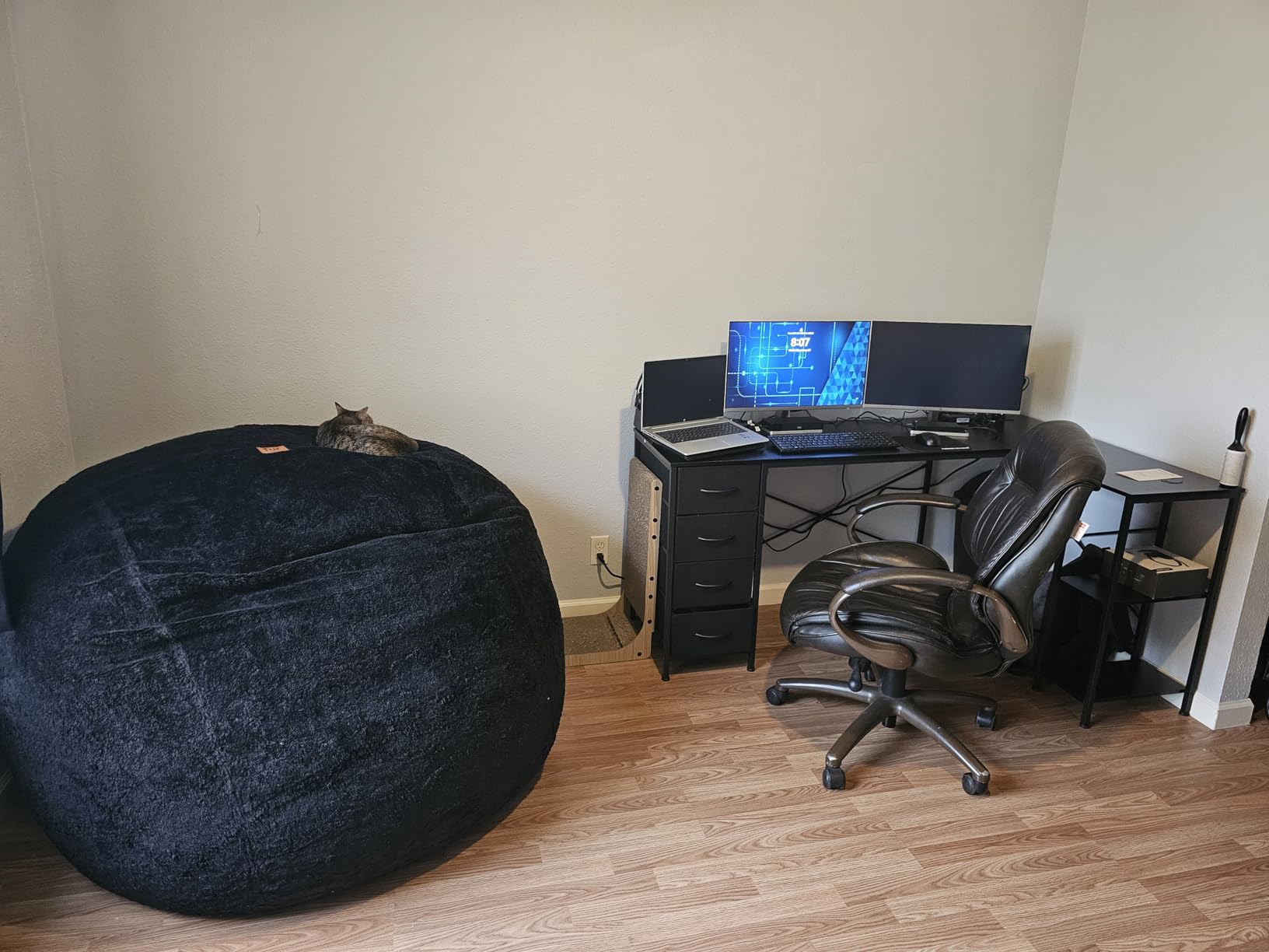Huuger 55 Inch L Shaped Desk with Fabric Drawers, Reversible Computer Gaming Desk with Power Outlets and USB-C Port, Adjustable Side Storage Shelves, for Work Corner Home Office, Rustic Brown customer photo 2