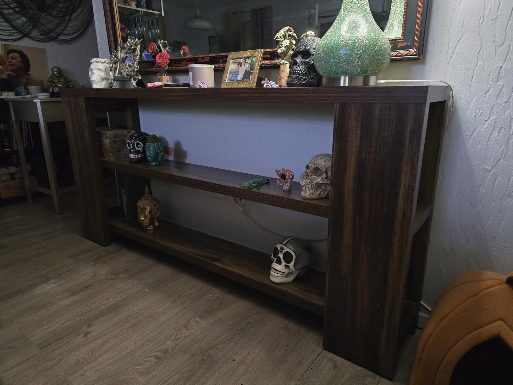 Tribesigns 70.9-Inch Extra Long Console Table with Storage, Narrow Wooden Sofa Table Behind The Couch, Farmhouse 3-Tier Entry Foyer Table for Entryway, Living Room, Hallway, Natural customer photo 2