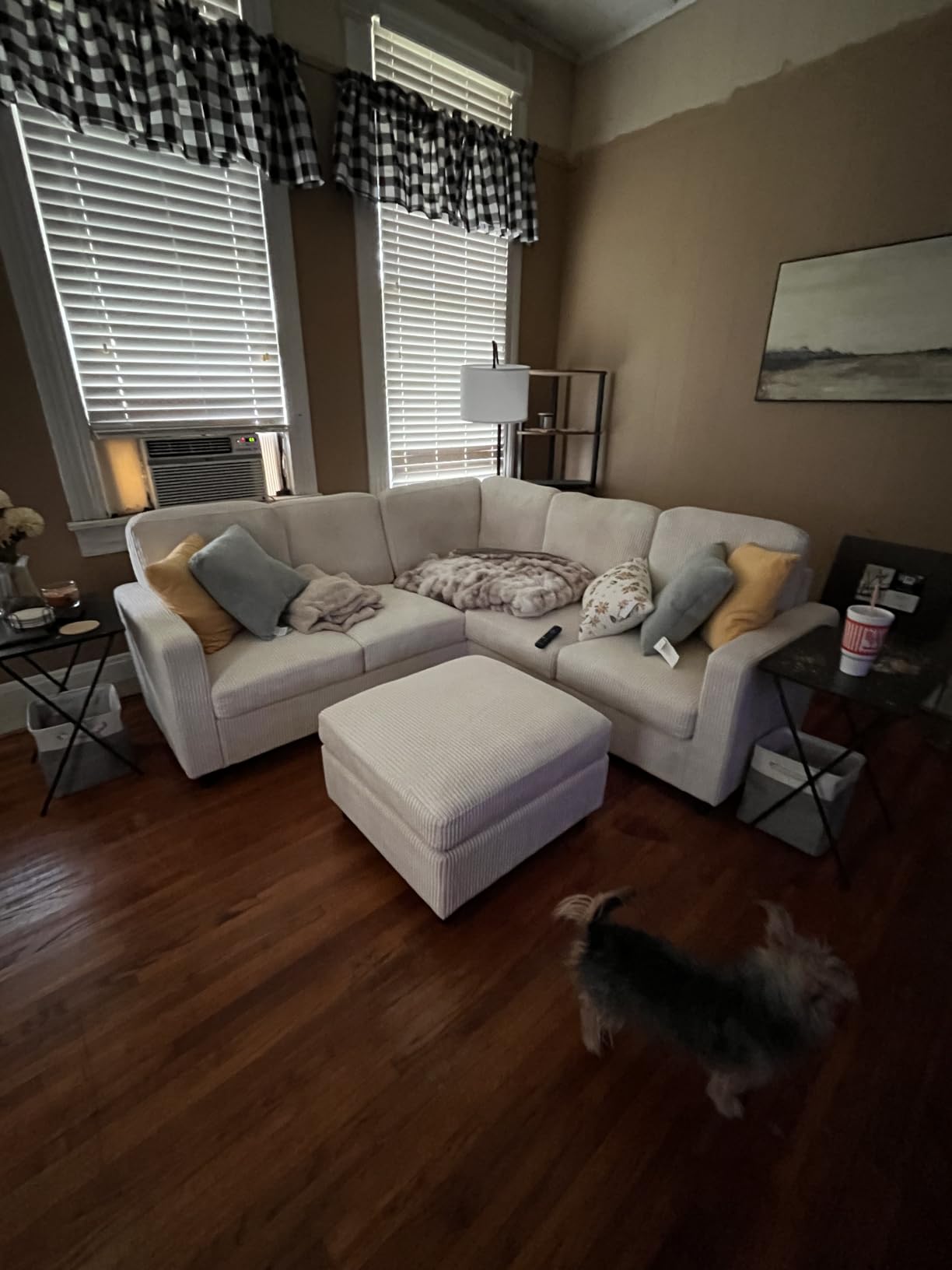 HONBAY Corduroy Sectional Sofa, 6 Seats 80 Inch L Shaped Couch with Ottoman Pet-Friendly for Small Apartment Living Room, Beige customer photo 1
