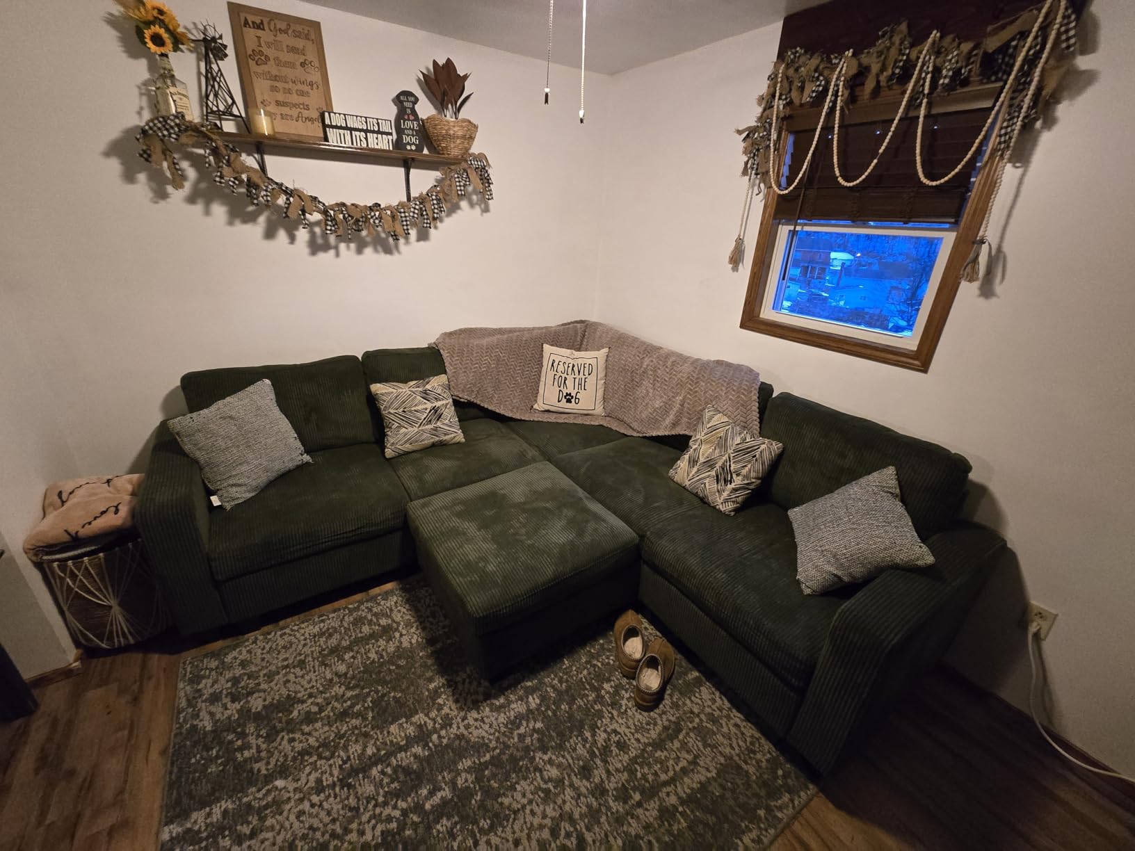 HONBAY Corduroy Sectional Sofa, 6 Seats 80 Inch L Shaped Couch with Ottoman Pet-Friendly for Small Apartment Living Room, Beige customer photo 2