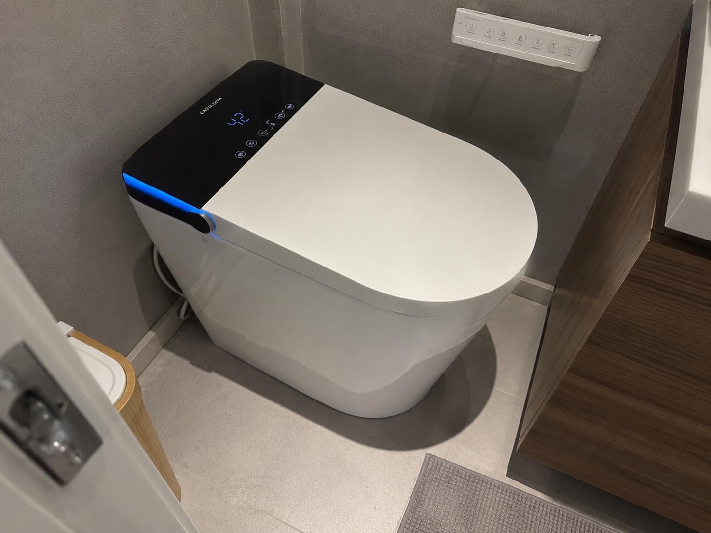 Smart Toilet with Bidet Built in, Auto Open Close, Foot Sensor, 1000 MaP Auto Flushing, ADA Comfort Height, Artistic Lighting, Smart Heated Seat, Foam Dispenser, Tank Built in (CD-U010Max) customer photo 1
