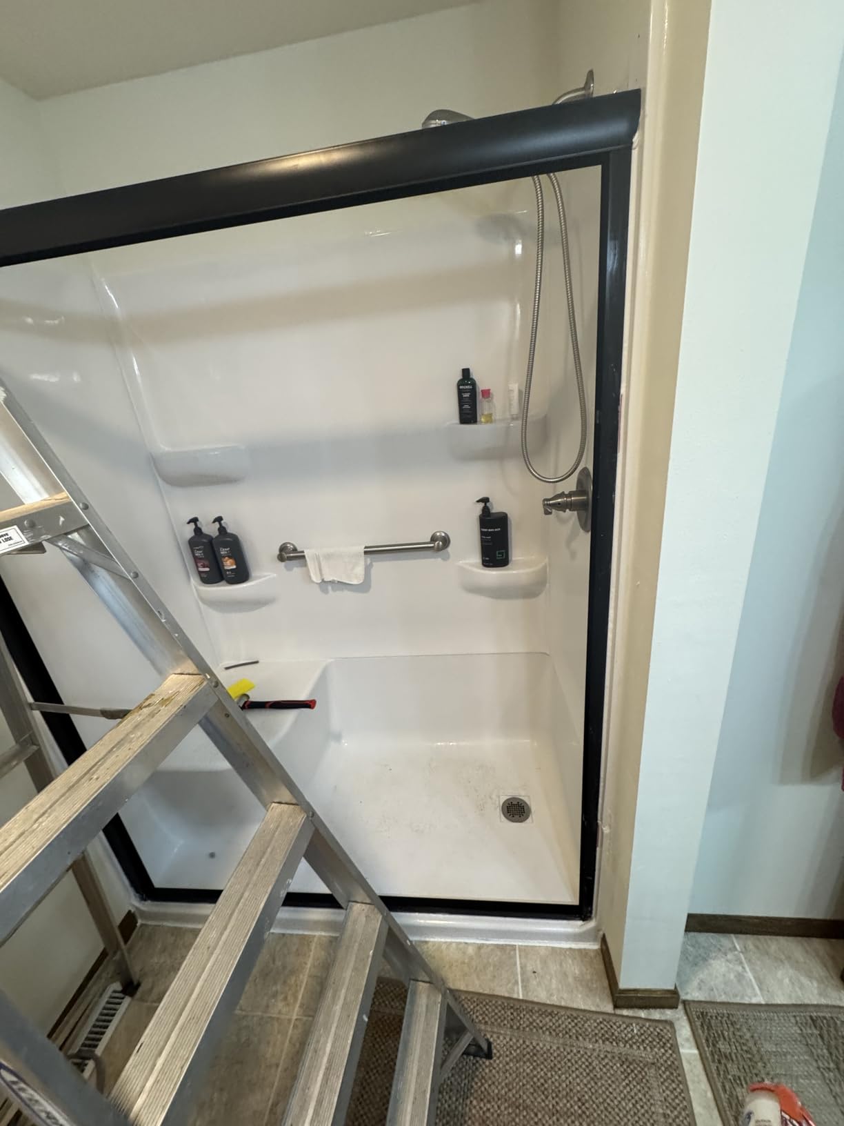 Semi-Frameless Shower Door Double Sliding 68-72 in. W x 72 in. H Bypass Bathroom Shower Glass Doors, 1/4 inch Clear Tempered Glass Door for Walk-in Shower Matte Black customer photo 1