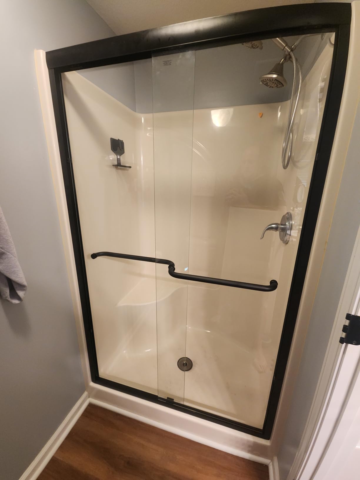 Semi-Frameless Shower Door Double Sliding 68-72 in. W x 72 in. H Bypass Bathroom Shower Glass Doors, 1/4 inch Clear Tempered Glass Door for Walk-in Shower Matte Black customer photo 2