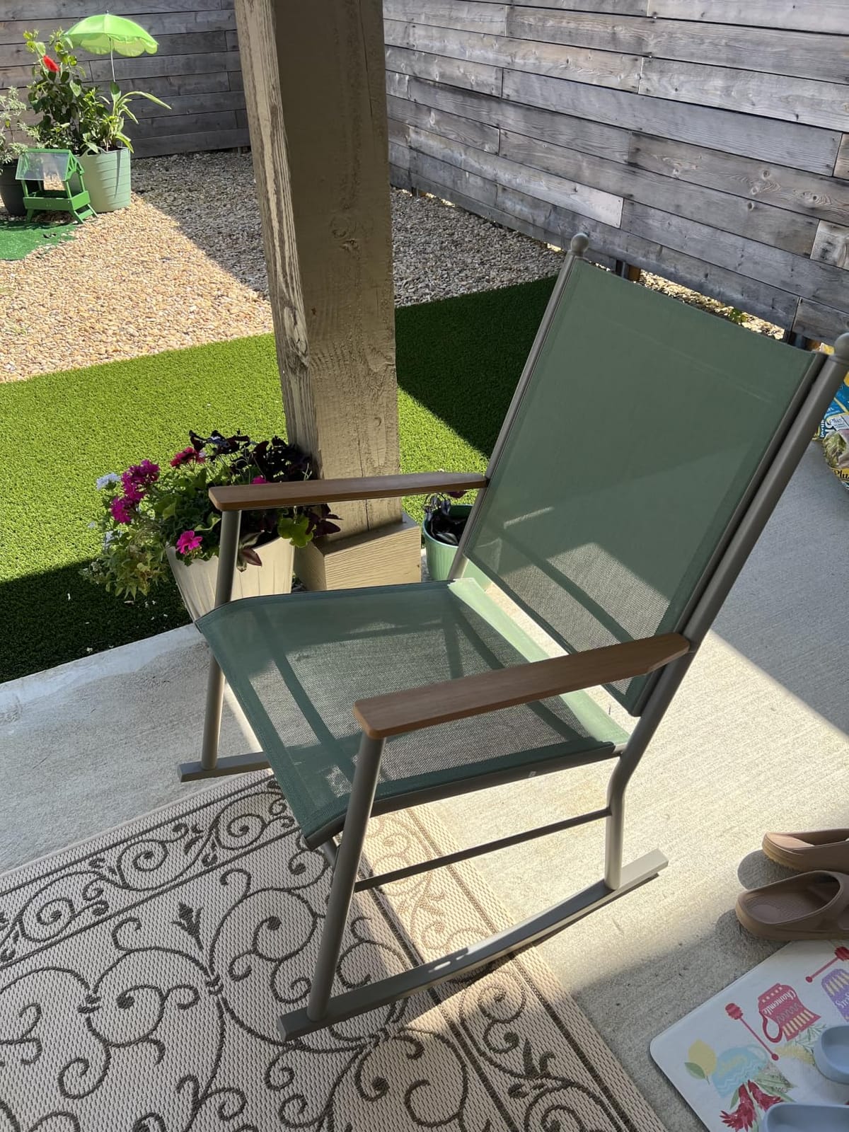 Shintenchi Outdoor Rocking Chairs Set of 2, Upgraded High Back Patio Rocking Chair Set, Breathable Textilene Fabric Outdoor Rocking Chair for Porch, Patio, Garden, Balcony, Black customer photo 2