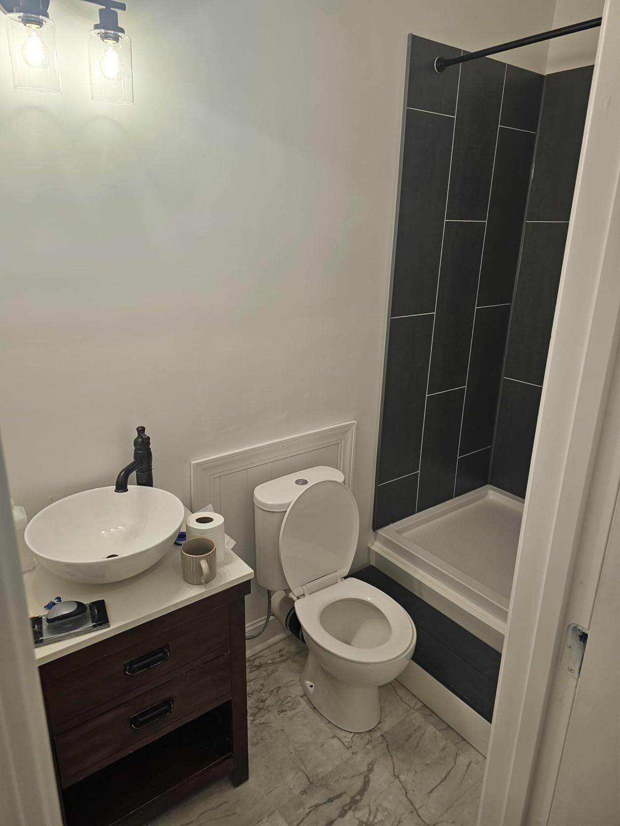 Simple Project Macerating Toilet System with 4-Inlet, Upflush Toilet for Basement, Powerful 1.6GPF Flush & Quiet 500W Macerator Pump System, Durable Pump, Extension Pipe - Easy Install, Space Saving customer photo 2