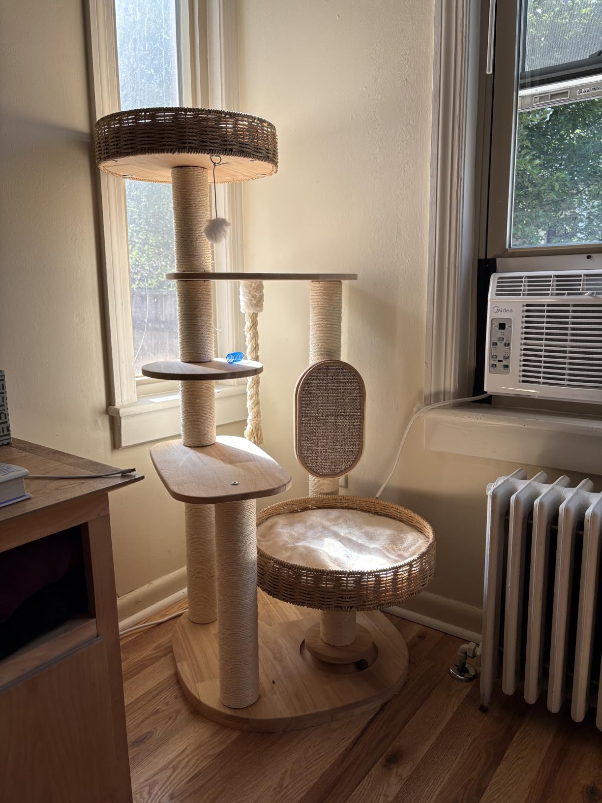 49.6in Solid Wood Cat Tree for Large Cat, Modern Tall Cat Tower | Multi-Level Cat Condo, Cute Aesthetic Design, with Scratching Post, with Hand-Woven Cat Bed, for Indoor Cats, Easy to Clean customer photo 1