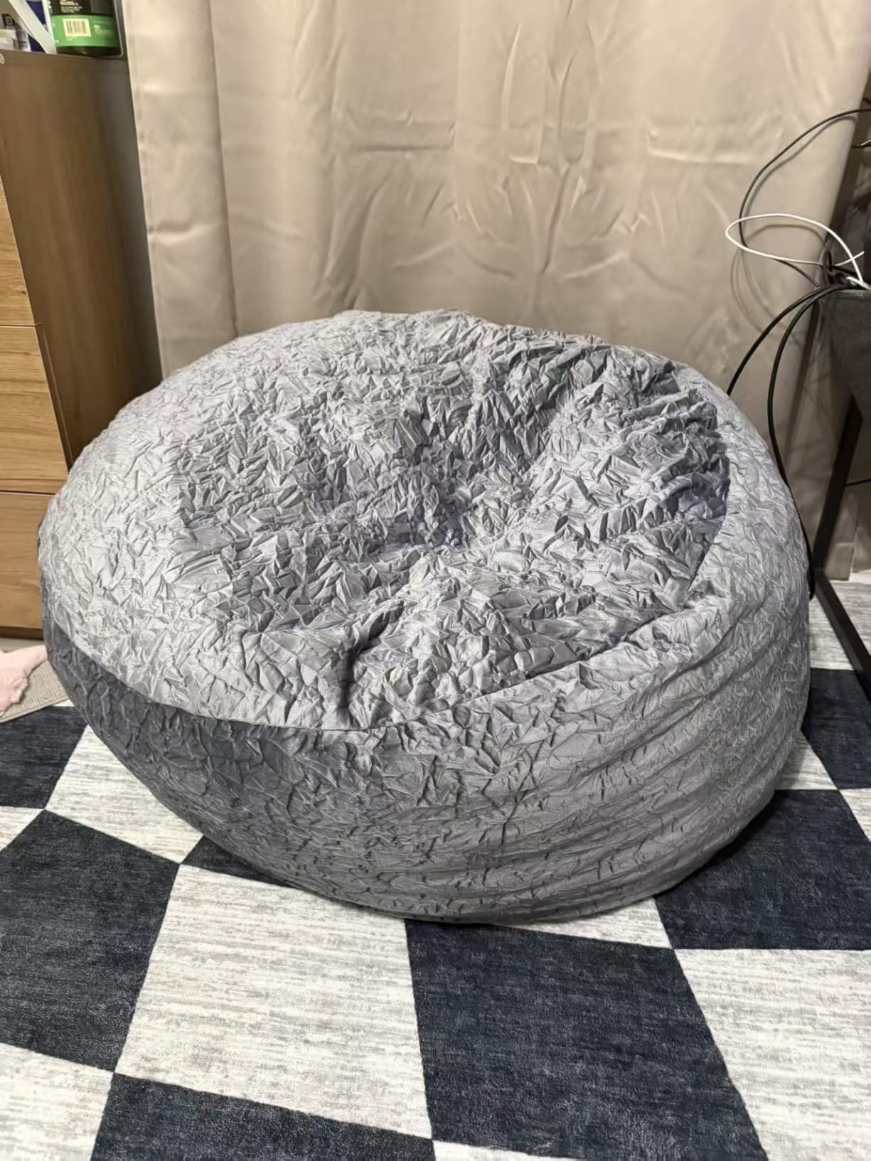 3 Ft Bean Bag Chair, Bean Bag Chairs for Living Room, Memory Foam Filling, Soft Velvet Cover, Dark Grey customer photo 2