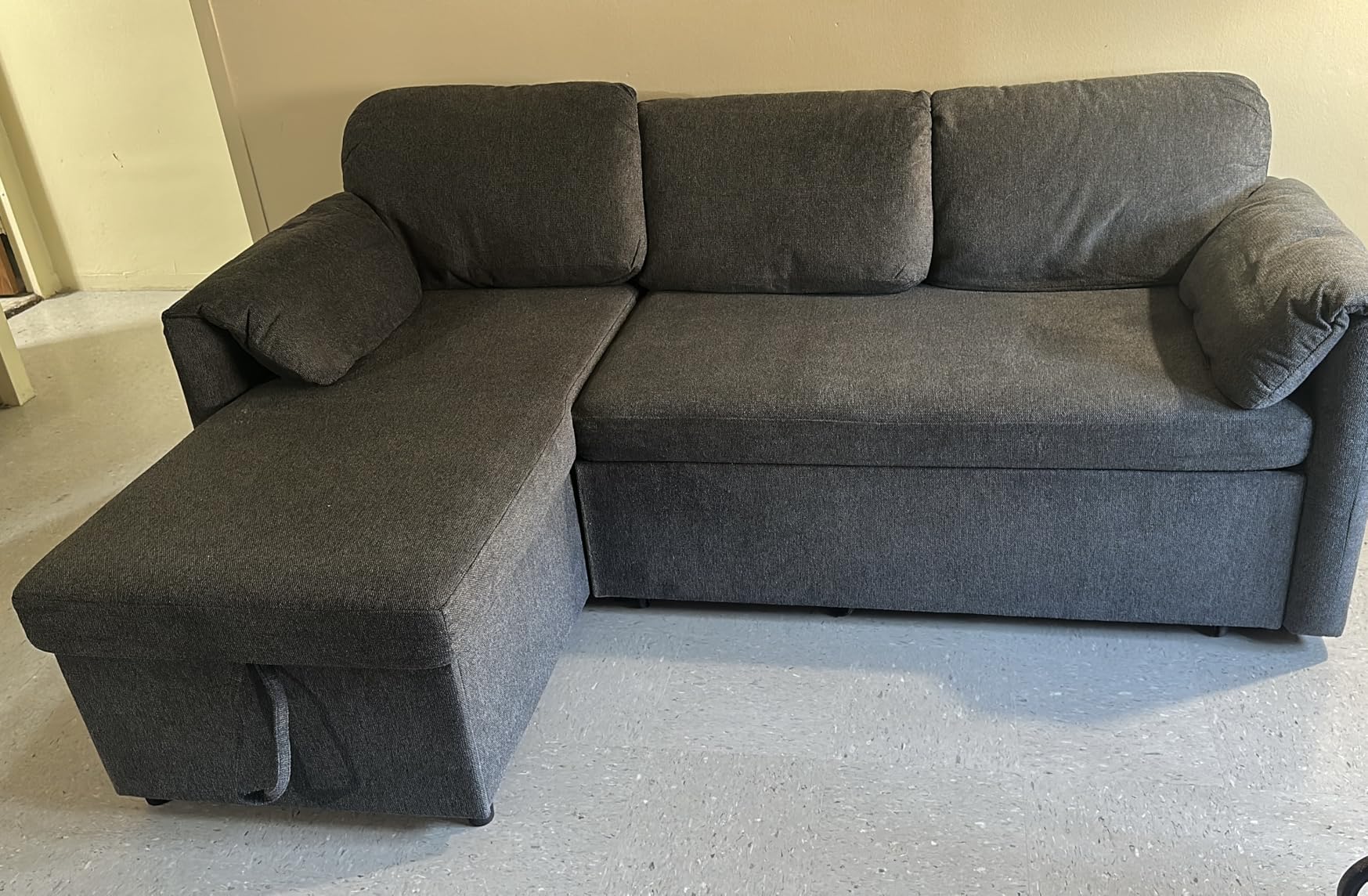 Tbfit 83'' Pull Out Sofa, 3 in 1 Sleeper Sofa Couch with USB & Storage Chaise, Comfy Sofa Bed with Pull Out Bed, Convertible Sleeper Sofas for Living Room, Small Spaces, Dark Gray customer photo 2