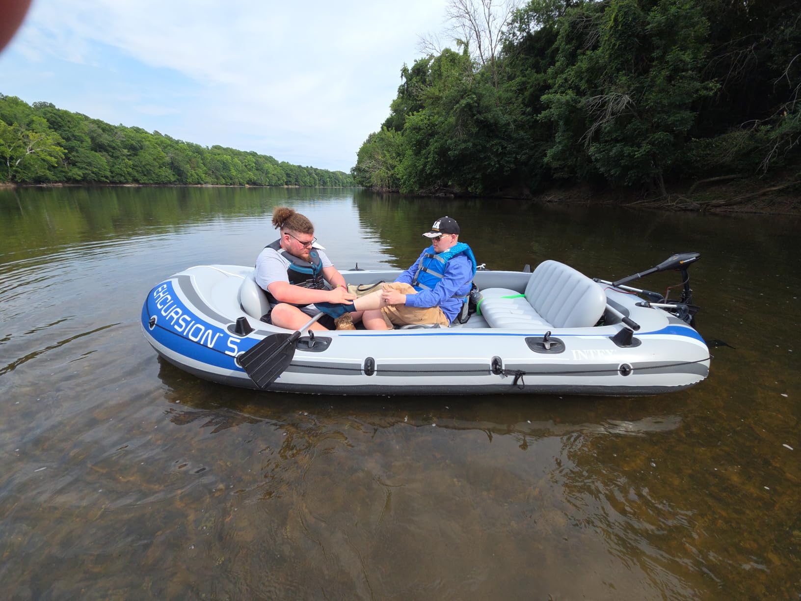 INTEX Excursion 5-Person Inflatable Fishing Boat River Raft Set with Oars | 68325EP - Portable Boat with Extra Wide Cockpit and High-Ouput Hand Pump, 12ft x 5ft 6in customer photo 2