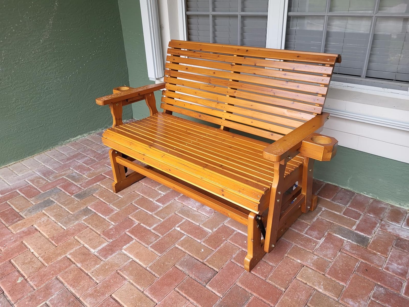 Fortune Candy Patio Glider with Cup Holders, High Roll Back and Deep Contoured Seat, 3-Seater, Heavy Duty 800 Lb, 5 Feet (Brown, 3-Seater) customer photo 1