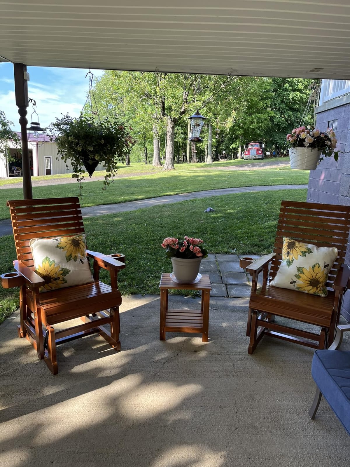 Fortune Candy Patio Glider with Cup Holders, High Roll Back and Deep Contoured Seat, 3-Seater, Heavy Duty 800 Lb, 5 Feet (Brown, 3-Seater) customer photo 2